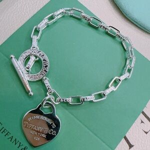 Tiffany & Co. Silver Chain Bracelet with Heart Tag